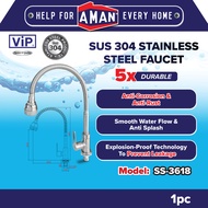 VIP SUS-304 Stainless Steel Flexible Pillar Sink Tap Kitchen Sink Tap Basin Tap Pillar Water Tap Fau