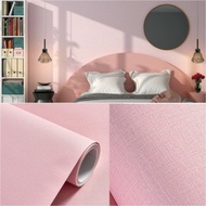 Wallpaper Dinding Ruang Tamu Motif Polos Warna Pink Ber'Serat 5mx45cm