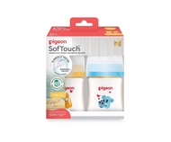 Pigeon ขวดนมพีเจ้นคอกว้างสีชาลาย มัมเลิฟ Mom love