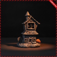 [leipupa] Eerie Manor with Pumpkins Weathered Eerie Manor Figurine Spooky Halloween Figurine for Man