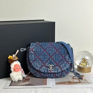 CHANEL 菱格紋牛仔馬鞍包