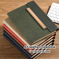 (Can Engrave Logo) A5 buckle-fastened student notebook, meeting minutes pad, leather business journa
