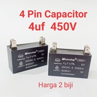 2 Biji 4uf 4 Pin Capacitor Air Cond Capacitor 4uf Kapasitor Penyaman udara