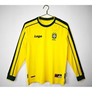 Retro Edition Brazil 1998 Men‘S Home Brazil Long Sleeve Football Jersey T-Shirt