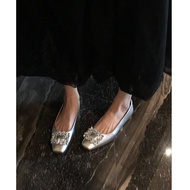 999 Sheepskin ModelSilver Mary Jane Flat Shoes A Pair Of Angel Should Be With Skirt