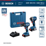 BOSCH Combo Set 18V (06019N20K4) ไขควงกระแทก GDR 18V-215 + สว่านกระแทก GSB 185-LI (แบต 2.0Ah x2 + แท