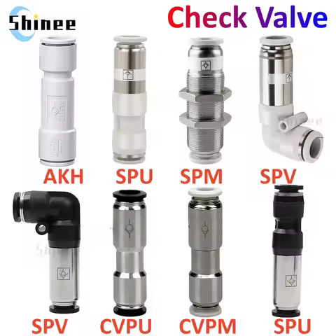 1PCS Pneumatic Air Check Valve Non-return Valve Hose Gas Pipe Quick Connector SPU SPV SPM CVPU One W