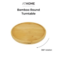 Athome Bamboo Round Turntable/Swivel Bamboo Rack/Lazy Susan Single Tier Round Rotating Tray
