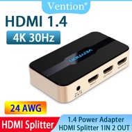 Vention HDMI Splitter 1X2 4K 3D Splitter HDMI Switch Adapter 1 In 2 Out Spliter พร้อมแหล่งจ่ายไฟโลหะ