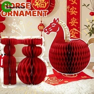 [H&L]1/2/3PCS - 3D Lucky Horse Desktop Decoration for Year of the Horse, Red Zodiac Ornament with Au