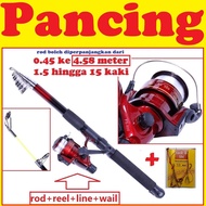 Fishing Rod Pole Spinning Reel Joran Rod Pancing Memancing Pemancing Udang Ikan Kolam Sungai Laut Gl