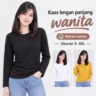 Long sleeve t-shirt cottonWanita size S-4XL blackPOLOS