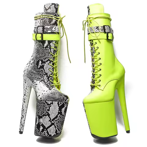Leecabe 23CM/9inches Snake & Matte PU Pole dance shoes High Heels Pole Dance boot