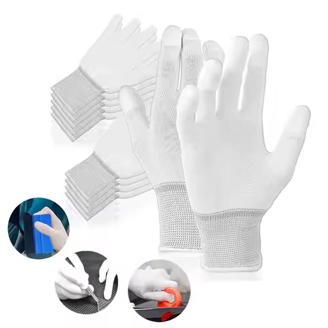 Car Vinyl Wrap Gloves Nylon PU Coated Fingertip Anti-Static Gloves Dust-Free Window Tint Working Glo
