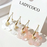 2 Pairs Fashionable & Cute Acrylic 5-Petal Pendant Earrings, Suitable For Women, Great For Dates, Pa