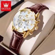 OLEVS Jam Tangan Perempuan Original Waterproof Quartz Leather Luminous Chronograph Casual Fashion Wa