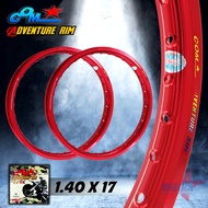 วงล้ออลูมิเนียม COM 1.40 X 17 Adventure Rim สีแดง ขอบเรียบ ของแท้100% จำนวน 2 วง ล้อ COM ล้อคอมดาว ว