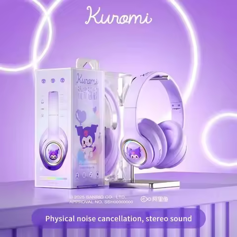 Sanrio Headphones Kuromi Wireless Headsets Earphones Bluetooth Stereo Sound Noise Reduction Earbuds