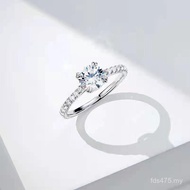 1 Female 925 Ring Wedding Ring Simple AU750 Diamond Ring Carat Micro-Inlaid Female Simulation 18K Go