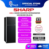 Sharp (440 L) 2 Door Inverter Fridge/Refrigerator - Black Colour SJE4381MK Peti Sejuk