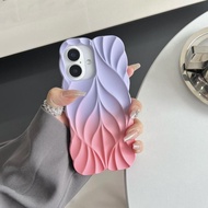 高级感渐变双色立体树叶型适用16promax手机壳15pm创意14软壳 High-end gradient two-tone three-dimensional leaf-shaped case su