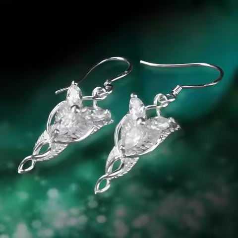 Arwen Evenstar Drop S925 Sterling Silver Earrings Women Elfstone Elessar Aragorn Galadriel Elves Pri