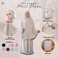 Hanna Mirae Telekung Miss Clara Premium Soft Velvet Satin | Cooling Travel Friendly Simple Elegant H