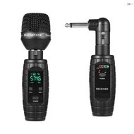 Wireless Transmitter and Receiver UHF Wireless Guitar Transmitter Receiver with Microphone for Dynamic Microphone Audio Mixer Electric Guitar Bass Wireless Microphone System 40Hz-2