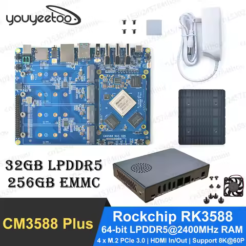 CM3588 Plus NAS Kit 32GB LPDDR5 Rockchip RK3588 Development Board PCIe 2.5G Ethernet Controller supp