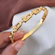 HARDWARE HORSESHOE BANGLE GOLD TITANIUM STEEL EMAS GELANG TANGAN ANTI KARAT JEWELLERY