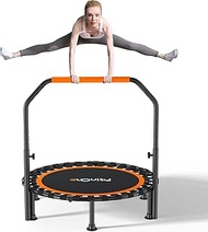 FitinOne Foldable Mini Trampoline Load 450lbs,Portable Exercise Rebounder Trampoline with Adjustable Foam Handle,Fitness Trampoline for Adults and Kids