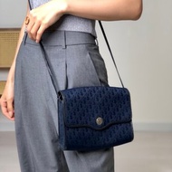 【 日本直送　名牌中古包 】Christian Dior クリスチャン ディオール トロッター ショルダーバッグ ネイビー ロゴ ジャガード xnnhfs
