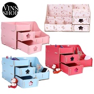 VINS Cosmetic Jewel Accessory Table Desk Organizer DIY Storage Wood Box Rak Case