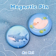 Magnetic pin | Refrigerator magnet | Cute animal series shark and duck | 4.4 cm matte laminated pin 