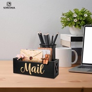 [SONONIA] Wall Or Tabletop Wooden Mail Organizer, Mail Storage Organizer, Letter Holder Box