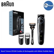 เครื่องเล็มหนวดเครา พร้อมมีดโกนยิลเลตต์ Braun® Beard Trimmer BT3240 Cordless & Rechargeable with Gil
