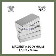 Neodymium magnet 20x5x3mm 20x5x3 mm 20 x 5 x 3 square box