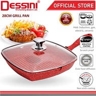 DESSINI Grill Frying Pan Die Cast Aluminium Induction Non-Stick Pot Bowl Wok Cookware Tool with Cove