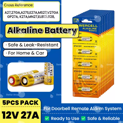12V 27A Alkaline Battery A27 27AE 27MN A2 L828 for Remote Controls, Wireless Doorbells, Game Control