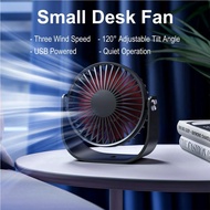 Small Desk Fan, Portable USB Powered Table Fan Quiet 3-Speed Wind Desktop Personal Fan for Home Office Bedroom Travel