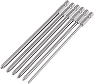 Fixinus 6 Pieces Magnetic Long Cross Slot Screwdriver Bits, 1/4 Inch S2 Steel Phillips Screwdriver B