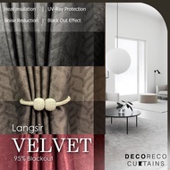 Langsir Europe Velvet 80% Blackout 3D Amboss Texture Seaweed Baldu Langsir Siap Jahit Hook / Ring