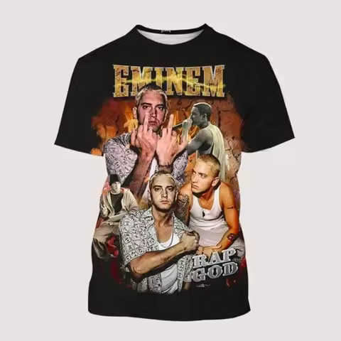 Summer Rapper Eminem T-Shirts 3D Print Men Women Fashion Short Sleeve Hip-hop T Shirt Oversized Hara