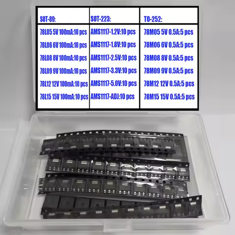 SMD Voltage Regulator Assortment SOT89 SOT223 TO252 LDO AMS1117 2.5V 1.2V 1.8V 3.3V 5V, 6V, 8V, 9V, 