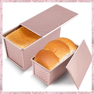 (OMAI) Pullman Loaf Pan with Lid Non-Stick Sandwich Bread Loaf Pan 1 Lb/0.5 Lb Capacity 2Pack