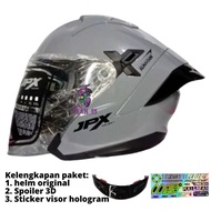 Helm JPX NOVA X V2 SOLID GRAY GLOSSY SPOILER 3D HALF FACE DOUBLE VISOR ORIGINAL SNI DOT