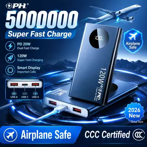 120W Fast Charging Power Bank 500000mAh High Capacity Portable Battery Charger for iPhone Xiaomi