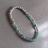 冰種藍水翡翠跳鋼珠手串手鏈 | 天然危地馬拉翡翠玉器