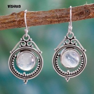 WSP_Women Vintage Hook Earings Fake Moonstone Hollow Jewelry Charms Party Gift