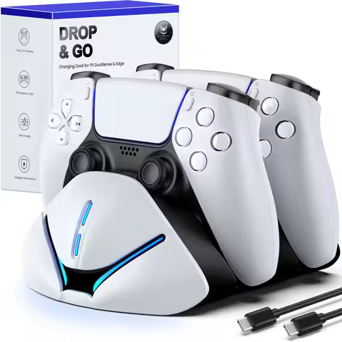 BEBONCOOL FC600 Drop & Charge Station for PS5,Dual Fast Charger for 2 Controllers, Edge 2H/Standard 